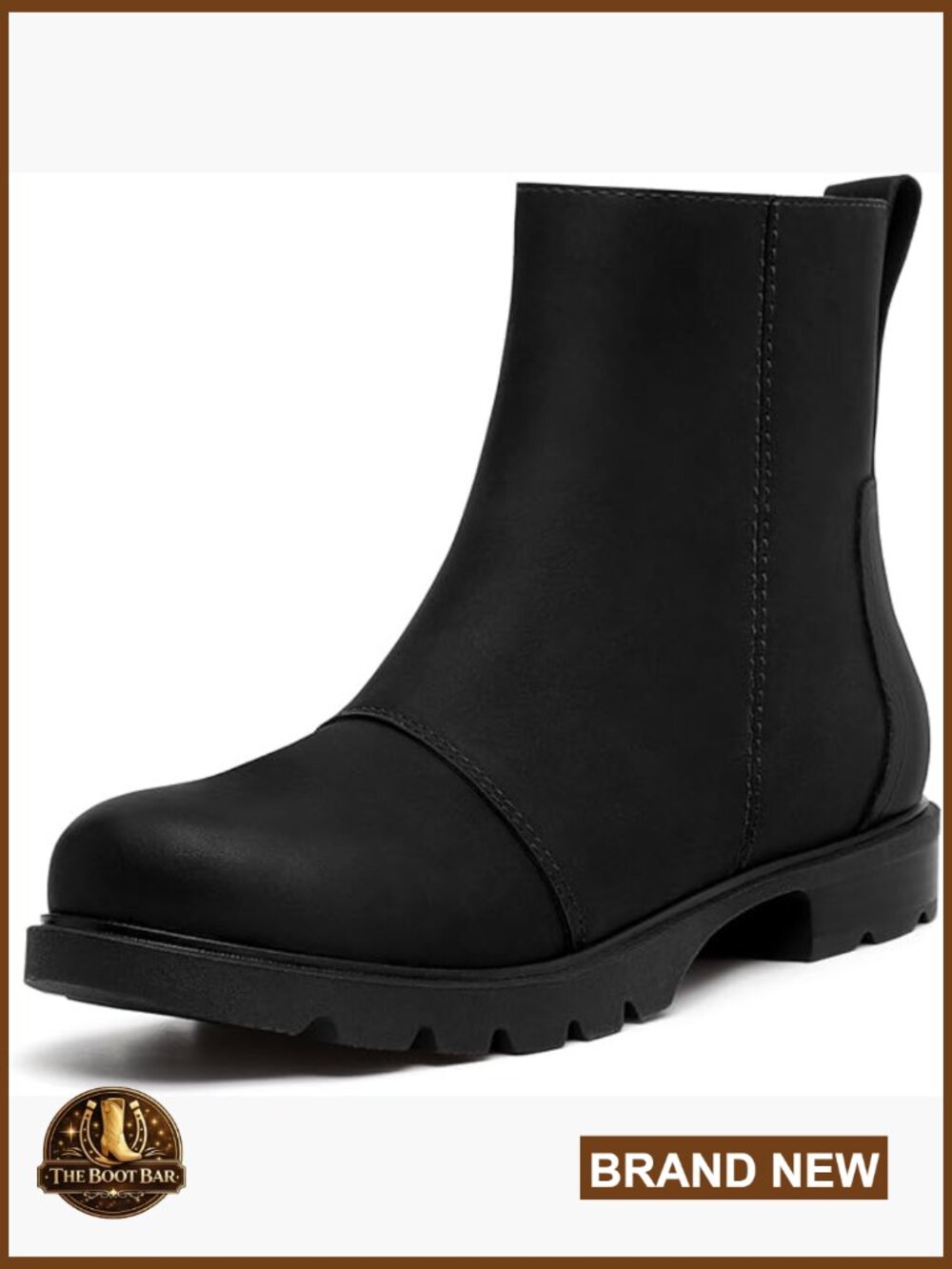 Women's Ankle Boots Lug Sole Low Heel Zipper Round Toe PU Leather